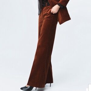 Mango Corduroy Pants in Rich Brown VELVET SUIT PANTS
